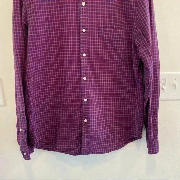 J.crew button closure shirt mens size large slim cut red and blue plaid - Picture 7 of 8